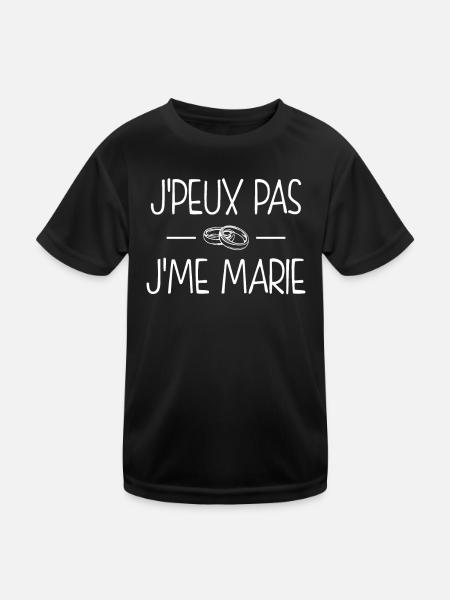 EVJF/EVG - J'peux pas, j'me marie ! - T-shirt sport Enfant - noir - Devant