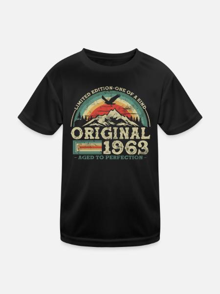 Vintage Geburtstagsgeschenk 1963 - Kinder Funktions-T-Shirt - Schwarz - Vorne