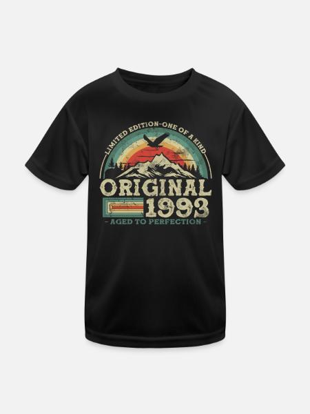 Vintage Birth Gift 1993 - Kids Functional T-Shirt - black - Front