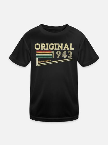 80th Birthday Woman Man Vintage 1943 80 Years - Kids Functional T-Shirt - black - Front