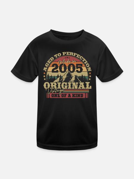 Original 2005 Celebrating 18 Years of Legend - Kinder Funktions-T-Shirt - Schwarz - Vorne