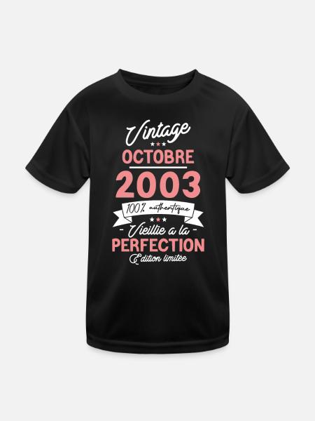 Cadeau Anniversaire Octobre 2003 20 ans - T-shirt sport Enfant - noir - Devant
