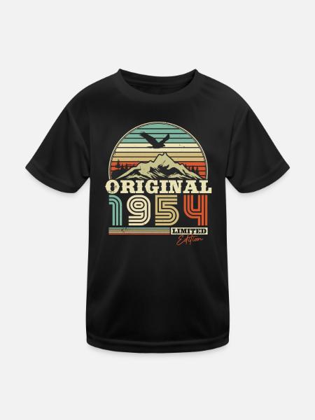 Geburtstagsgeschenk Vintage 1954 70 Jahre - Kinder Funktions-T-Shirt - Schwarz - Vorne