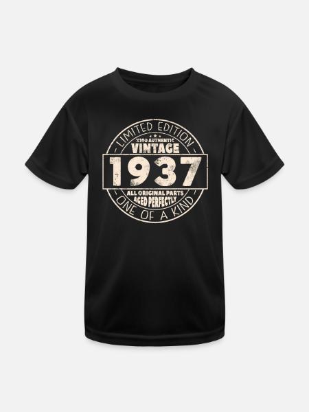 Vintage Geburtstagsgeschenk 1937 - Kinder Funktions-T-Shirt - Schwarz - Vorne