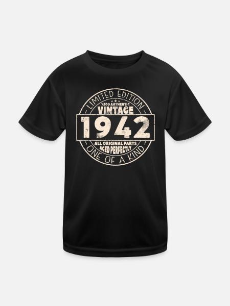 Geschenk 1942 Vintage, 81/82 Jahre - Kinder Funktions-T-Shirt - Schwarz - Vorne