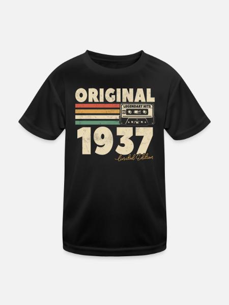 Vintage 1937 Geschenk - Kinder Funktions-T-Shirt - Schwarz - Vorne