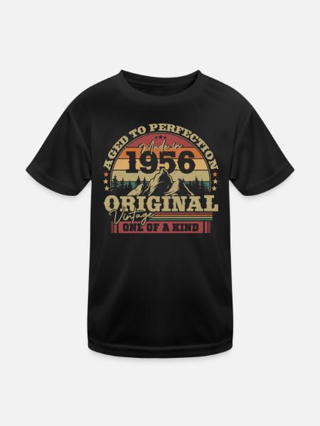 Vintage Geschenk 1956 67/68 Jahre - Kinder Funktions-T-Shirt - Schwarz - Vorne