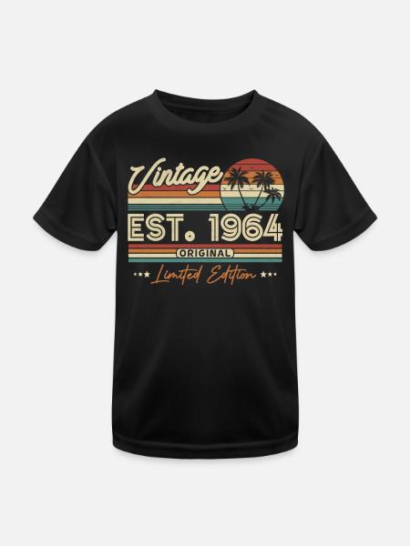 Vintage 1964 Geburtstagsgeschenk - Kinder Funktions-T-Shirt - Schwarz - Vorne