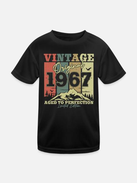 Ursprünglich 1967 Vintage Geburtstags-Retro - Kinder Funktions-T-Shirt - Schwarz - Vorne