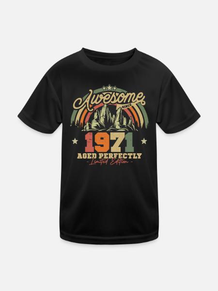Vintage 1971 Geburtstagsgeschenk - Kinder Funktions-T-Shirt - Schwarz - Vorne