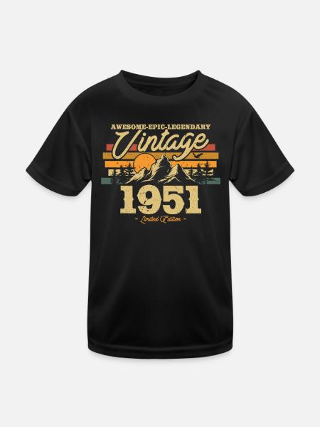 1951 Nostalgia Birthday Present - Kids Functional T-Shirt - black - Front
