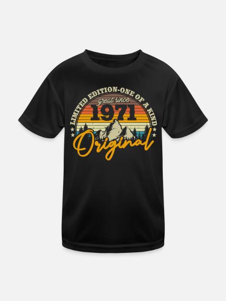 Vintage 1971 Geburtstagsgeschenk - Kinder Funktions-T-Shirt - Schwarz - Vorne