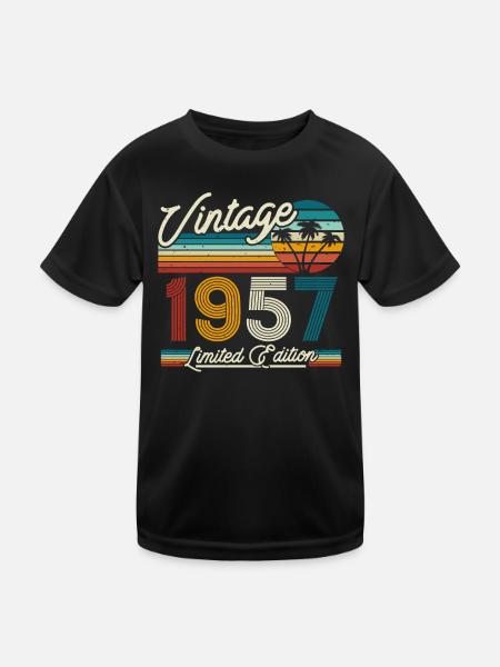 Vintage 1957 Geburtstagsgeschenk - Kinder Funktions-T-Shirt - Schwarz - Vorne