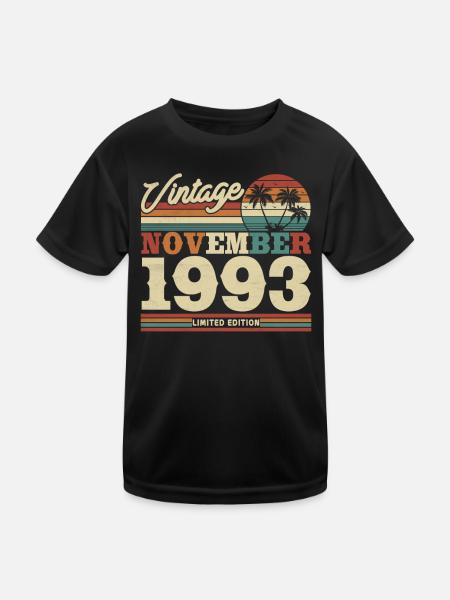 Cadeau 30/31 Anniversaire 1993 Vintage - T-shirt sport Enfant - noir