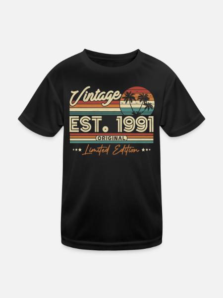 Vintage Geburtstagsgeschenk 1991 - Kinder Funktions-T-Shirt - Schwarz - Vorne