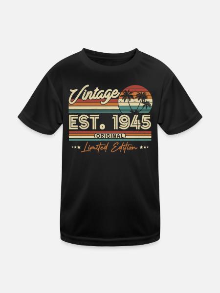 Vintage Geburtstagsgeschenk 1945 - Kinder Funktions-T-Shirt - Schwarz - Vorne