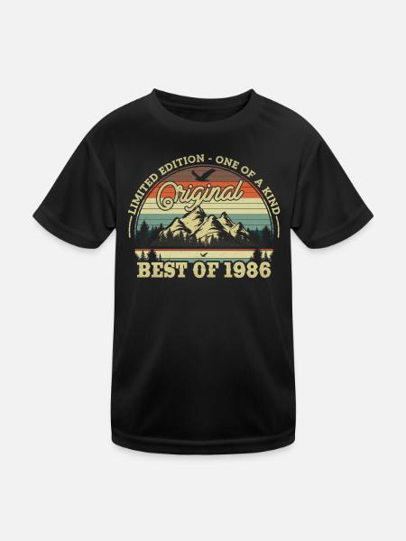 Nostalgie-Geburtstagsgeschenk '86 - Kinder Funktions-T-Shirt - Schwarz - Vorne