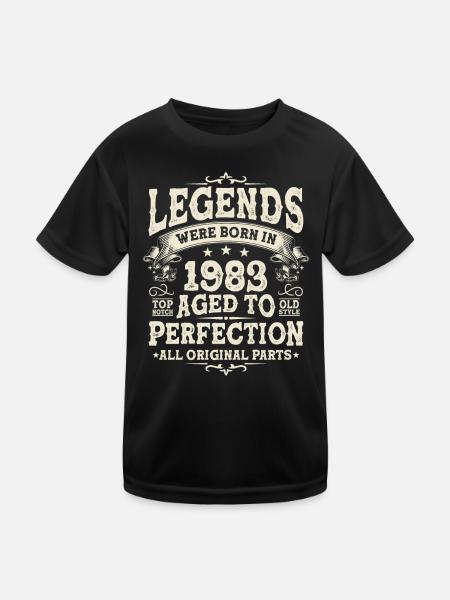 Né en 1983 : Vintage Birthday Legend - T-shirt sport Enfant - noir - Devant