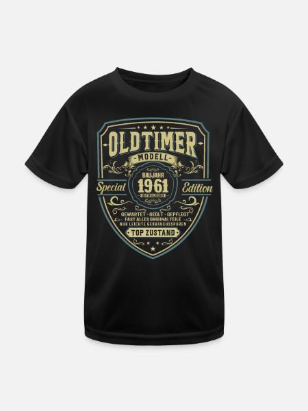 Nostalgie pur: Vintage Oldtimer 1961 - Kinder Funktions-T-Shirt - Schwarz - Vorne