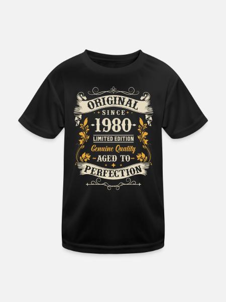 1980 Geburtstagsklassiker - Kinder Funktions-T-Shirt - Schwarz - Vorne