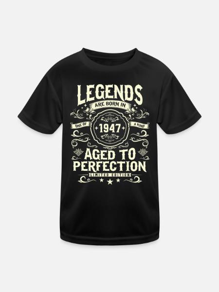 Vintage Birthday Legend 1947 - Kids Functional T-Shirt - black - Front