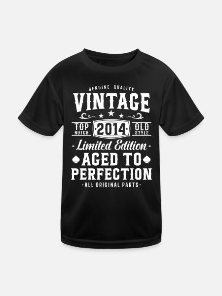 Vintage Geburtstagsgeschenk 2014 - Kinder Funktions-T-Shirt - Schwarz - Vorne