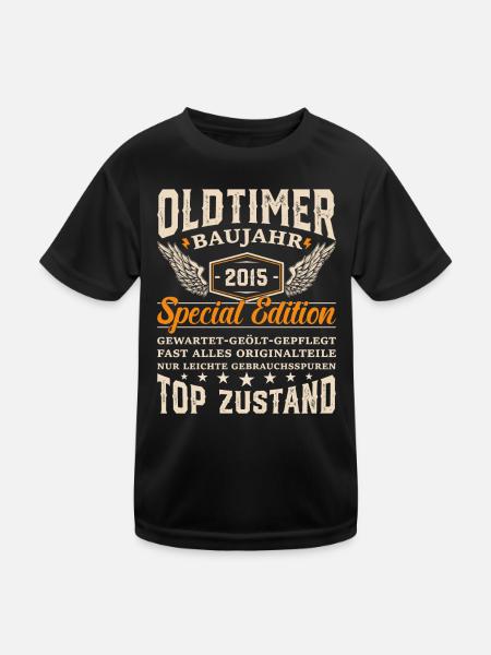 Vintage Geschenkidee '15er Oldtimer - Kinder Funktions-T-Shirt - Schwarz - Vorne