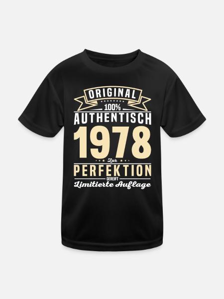 Authentisches 1978 Vintage Geschenk - Kinder Funktions-T-Shirt - Schwarz - Vorne