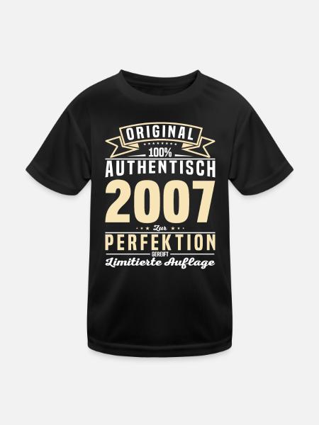 Einzigartiges 16/17. Geburtstagsgeschenk '07 - Kinder Funktions-T-Shirt - Schwarz - Vorne