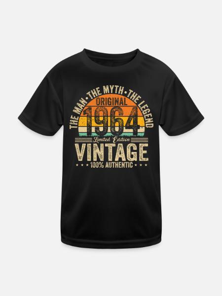 Chemise d’anniversaire emblématique de 1964 - T-shirt sport Enfant - noir - Devant