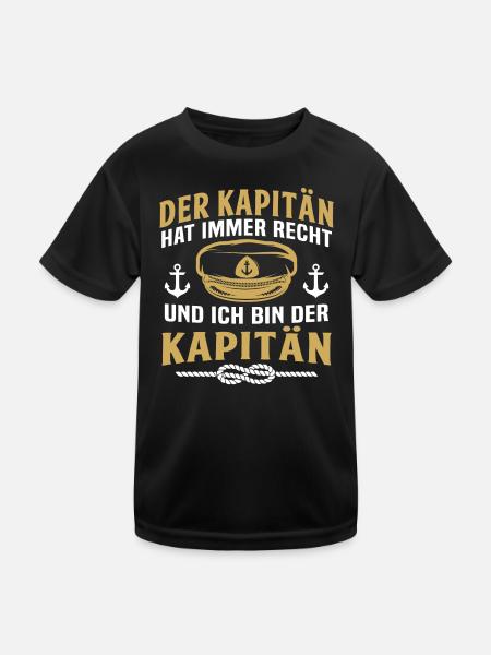 der kapitän - Kinder Funktions-T-Shirt - Schwarz - Vorne