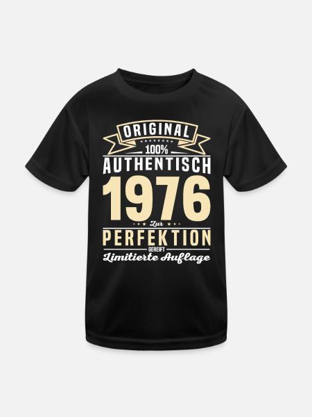 Authentisches 1976 Geburtstagsgeschenk - Kinder Funktions-T-Shirt - Schwarz - Vorne