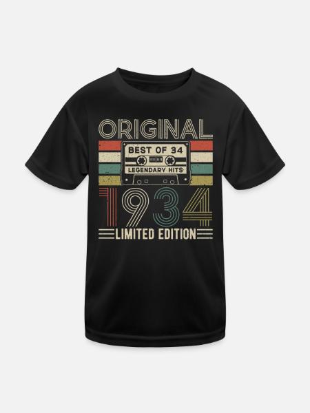 1934 - chemise d’anniversaire Vintage - T-shirt sport Enfant - noir - Devant
