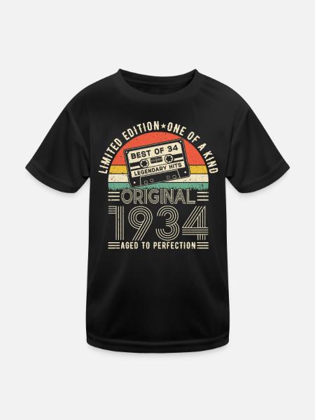 1934 - chemise d’anniversaire Vintage - T-shirt sport Enfant - noir - Devant
