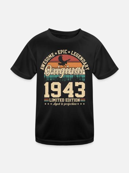 1943 Birthday - Kids Functional T-Shirt - black - Front