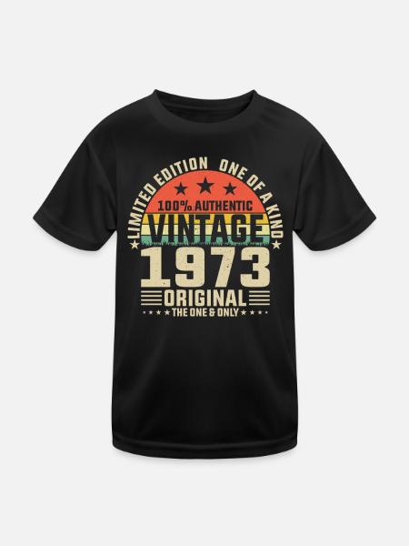 Chemise d’anniversaire 1973 - T-shirt sport Enfant - noir - Devant