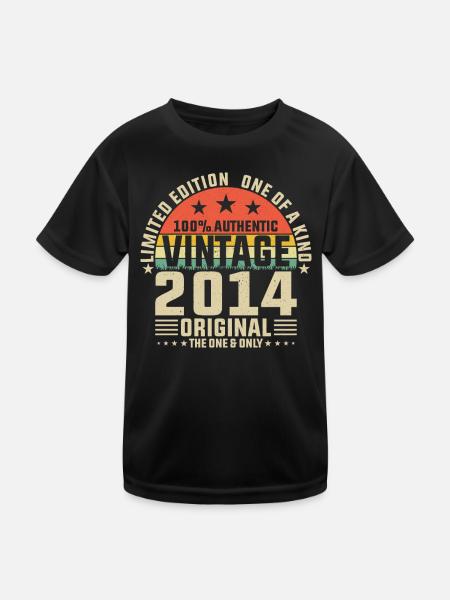 2014 - Cadeau d’anniversaire vintage - T-shirt sport Enfant - noir - Devant