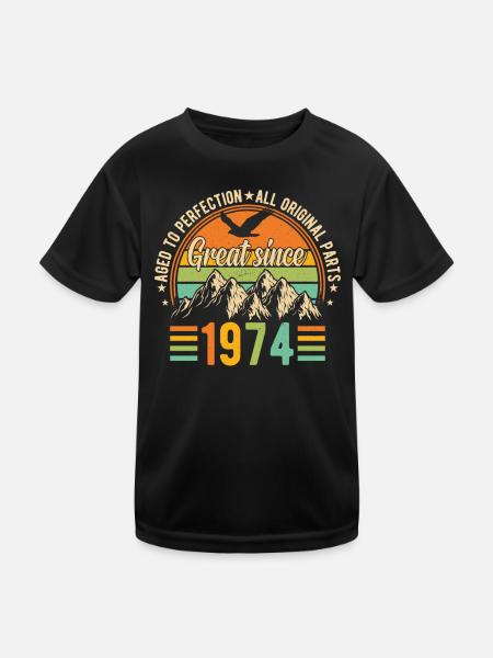 1974 - chemise d’anniversaire Vintage - T-shirt sport Enfant - noir - Devant