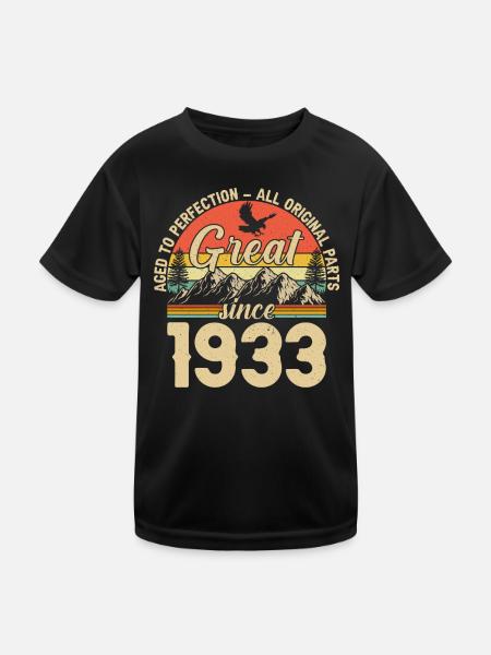 1933 : Millésime 90e anniversaire - T-shirt sport Enfant - noir - Devant