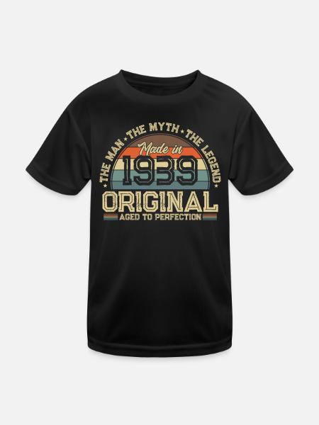 1939: Vintage Legende zum 85. Geburtstag - Kinder Funktions-T-Shirt - Schwarz - Vorne