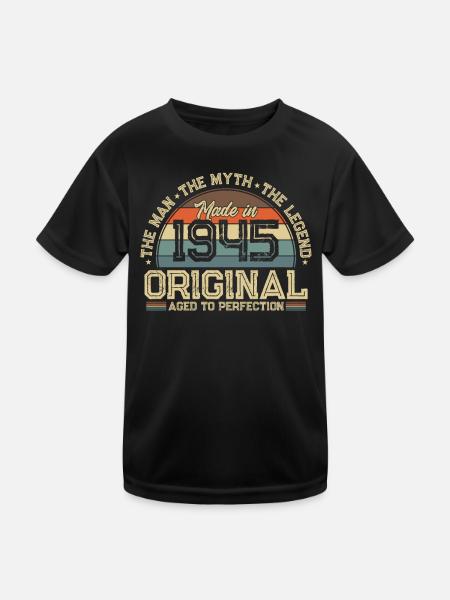 Legendäres Geburtstagsjubiläum von 1945 - Kinder Funktions-T-Shirt - Schwarz - Vorne