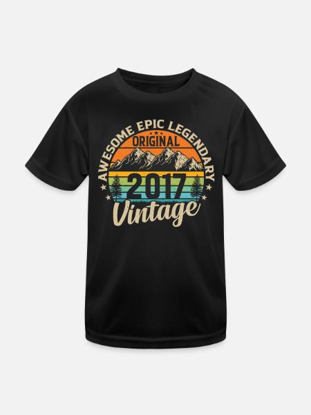 Vintage 2017 - Unique Birthday Gift - Kids Functional T-Shirt - black - Front
