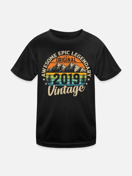 Millésime 2019 - Un dicton d’anniversaire légendaire - T-shirt sport Enfant - noir - Devant