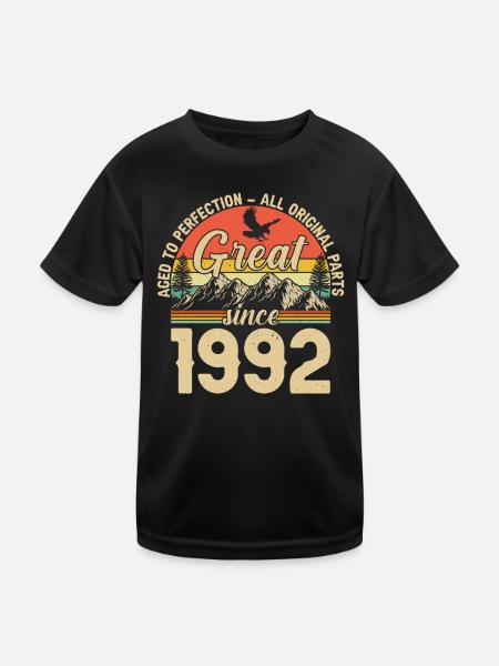 Millésime 1992 – Cadeau légendaire - T-shirt sport Enfant - noir - Devant