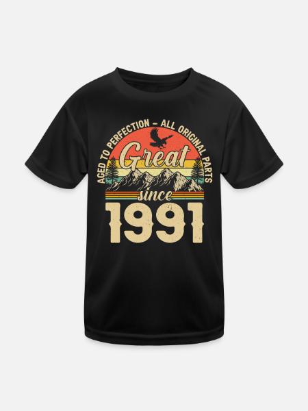 1991 - Un millésime Millésime - T-shirt sport Enfant - noir - Devant