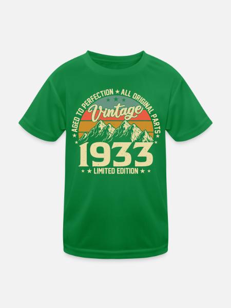 Vintage 1933 - 90th Birthday - Kids Functional T-Shirt - kelly green - Front