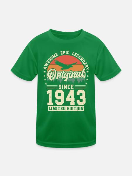 1943: Zeitlos Legendär - Kinder Funktions-T-Shirt - Kelly Green - Vorne