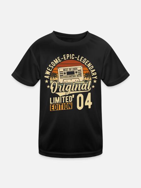 Elegant 2004 Vintage Birthday Shir - Kids Functional T-Shirt - black - Front