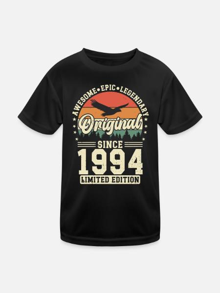 1994: Zeitlose Vintage-Eleganz - Kinder Funktions-T-Shirt - Schwarz - Vorne