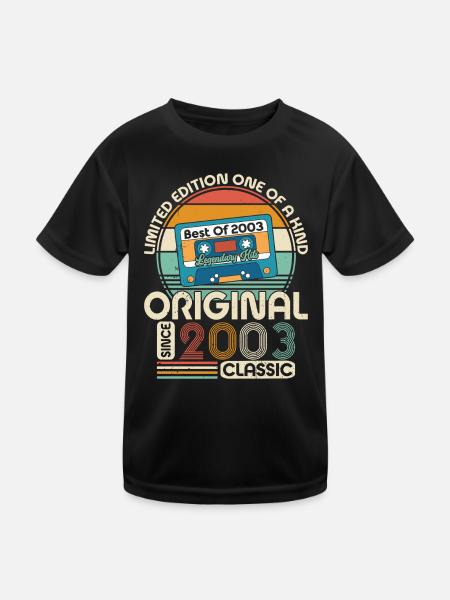 Vintage 20th Birthday Retro Style 2003 - Kids Functional T-Shirt - black - Front
